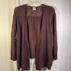 Faded Glory Women’s 4X Open Front Cardigan Sweater Burgundy Maroon Plus Size